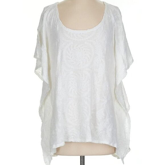 Chico's Sz S/M Embroidered Poncho Style Hi/Lo Boho Blouse - Picture 2 of 11